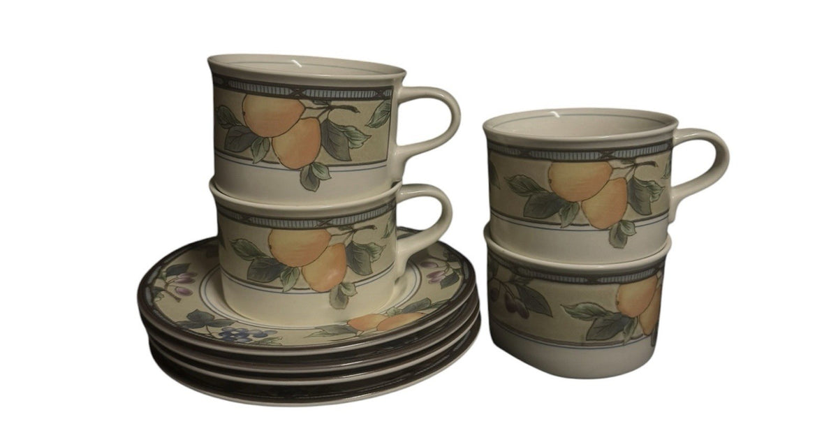 Mikasa Intaglio Garden Harvest 8 Pc Coffee Mug & Saucer Set 4 Cups Malaysia