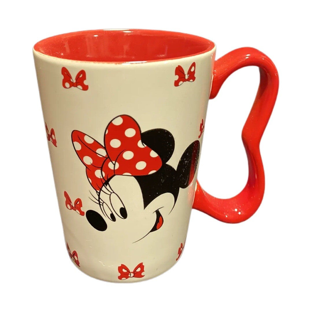 Disney Minnie Mouse Red Bow Ceramic Coffee Mug Black Red Handle Tea Cup