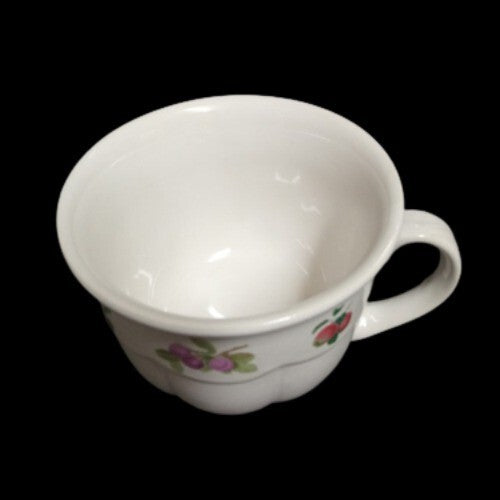 Gibson Designs FRUIT ORCHARD 4-Cups 10 oz Fruit On Rim Coffee Tea White