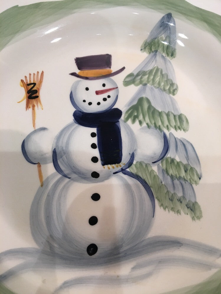 Tabletops Unlimited 7-Salad Plates HOLIDAY ESPAÑA Hand Painted Winter Snowman