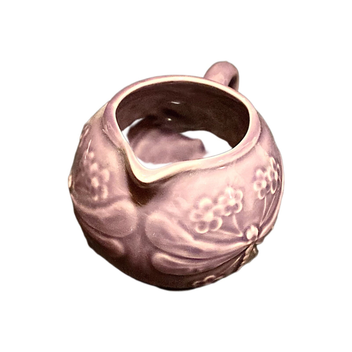 World Market DRAGONFLY Creamer & Sugar Bowl No Lid Dark Purple Majolica Embossed