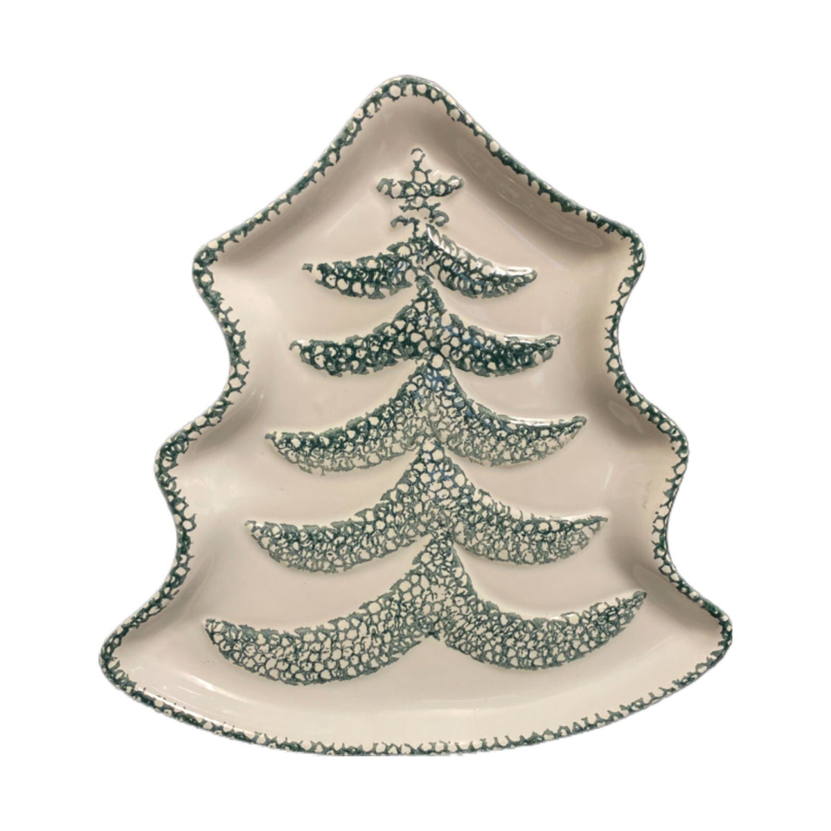 GUYROC Serving Platter Christmas Tree Shape Embossed Cookie Candy Dish 12 3/8”L