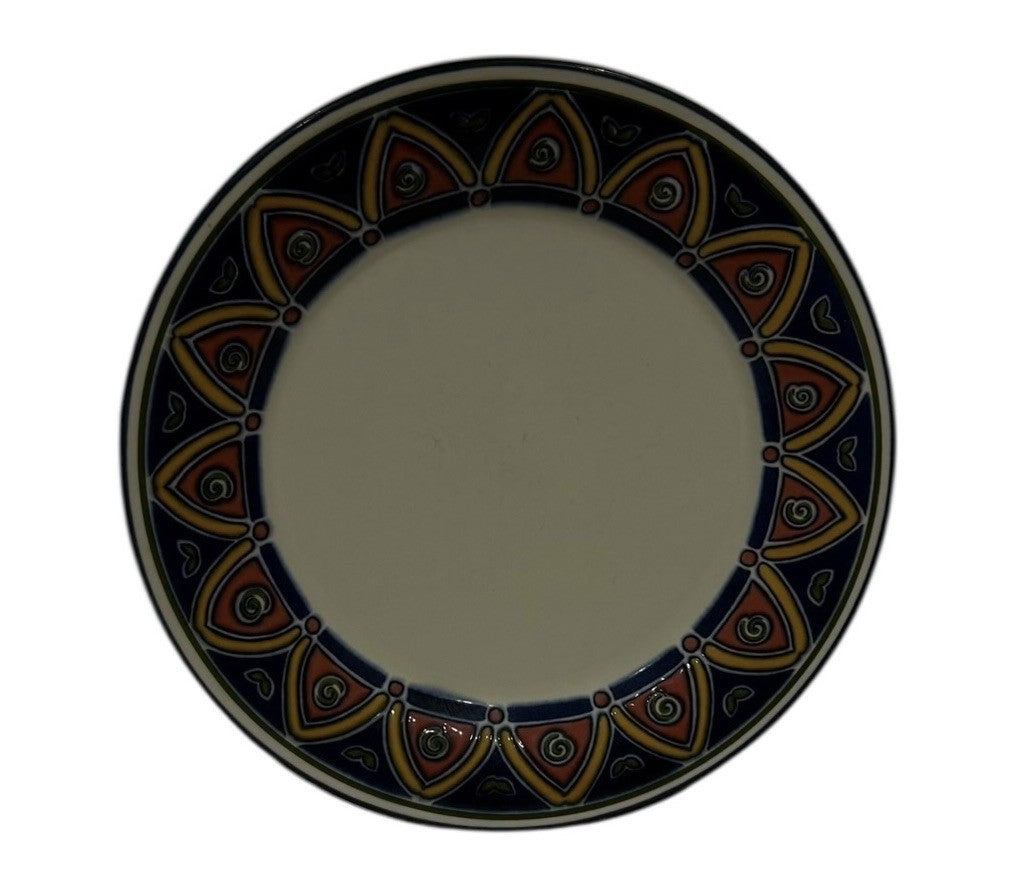 Pier 1 Imports England Set of 2 Dinner Plates Geometric Border 10 5/8”D