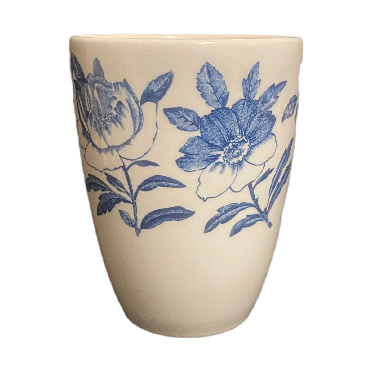 Churchill Mugs Blue Peony Ceramic England Set of 2 White Coffee Tea Cups