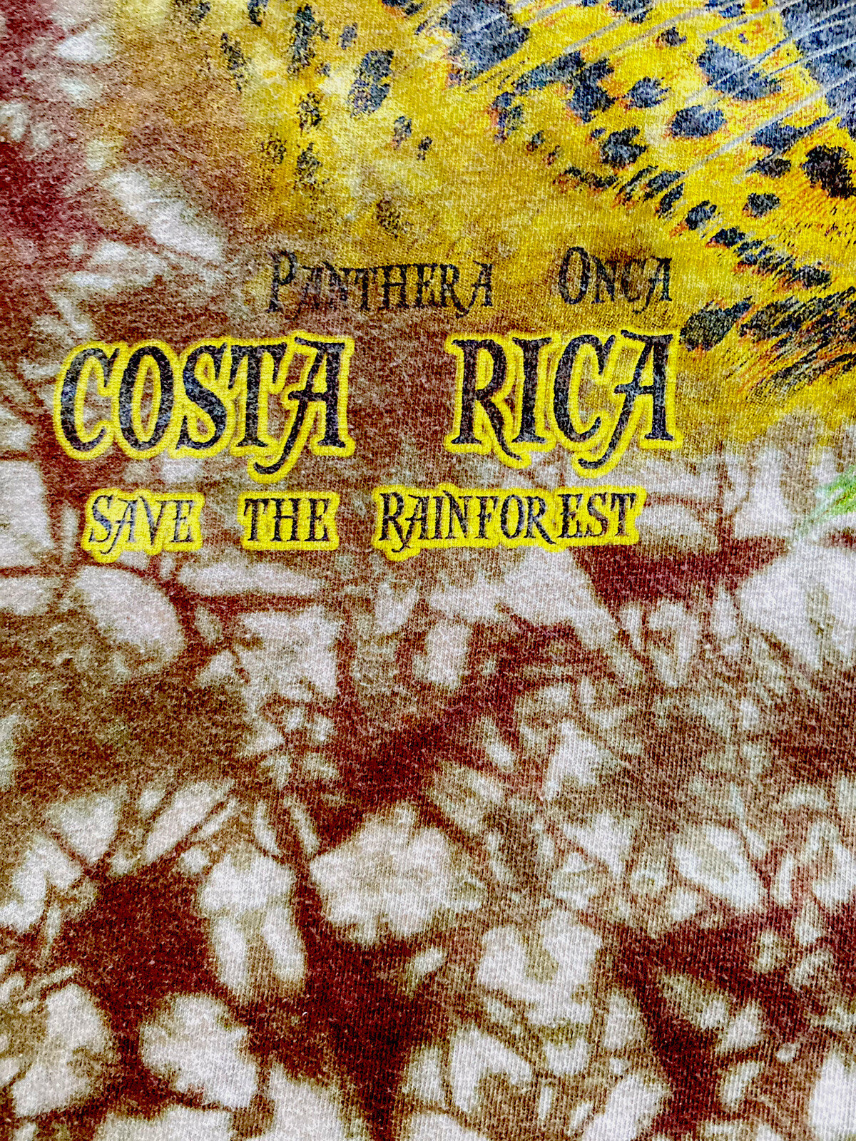 Costa Rica Natural Pura Vida Men's Lg. T-Shirt Top Panthera Onca Save The Forest