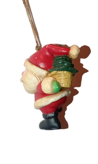 3 Christmas Santa Claus Tree Hanging Holiday Ornament Set Gift, Tree, Ski