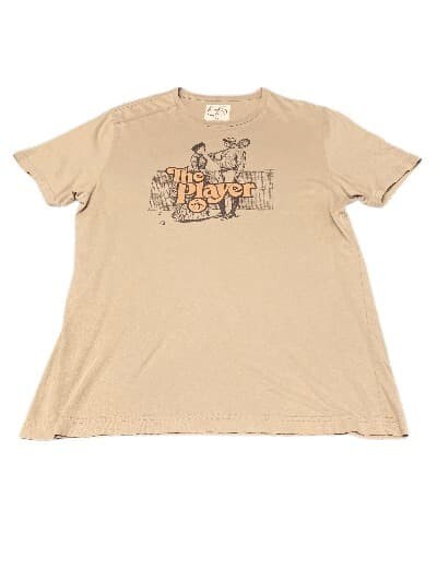 T-Shirt The Player  "XL" Beige Black Gold Mens Cotton Tee Top