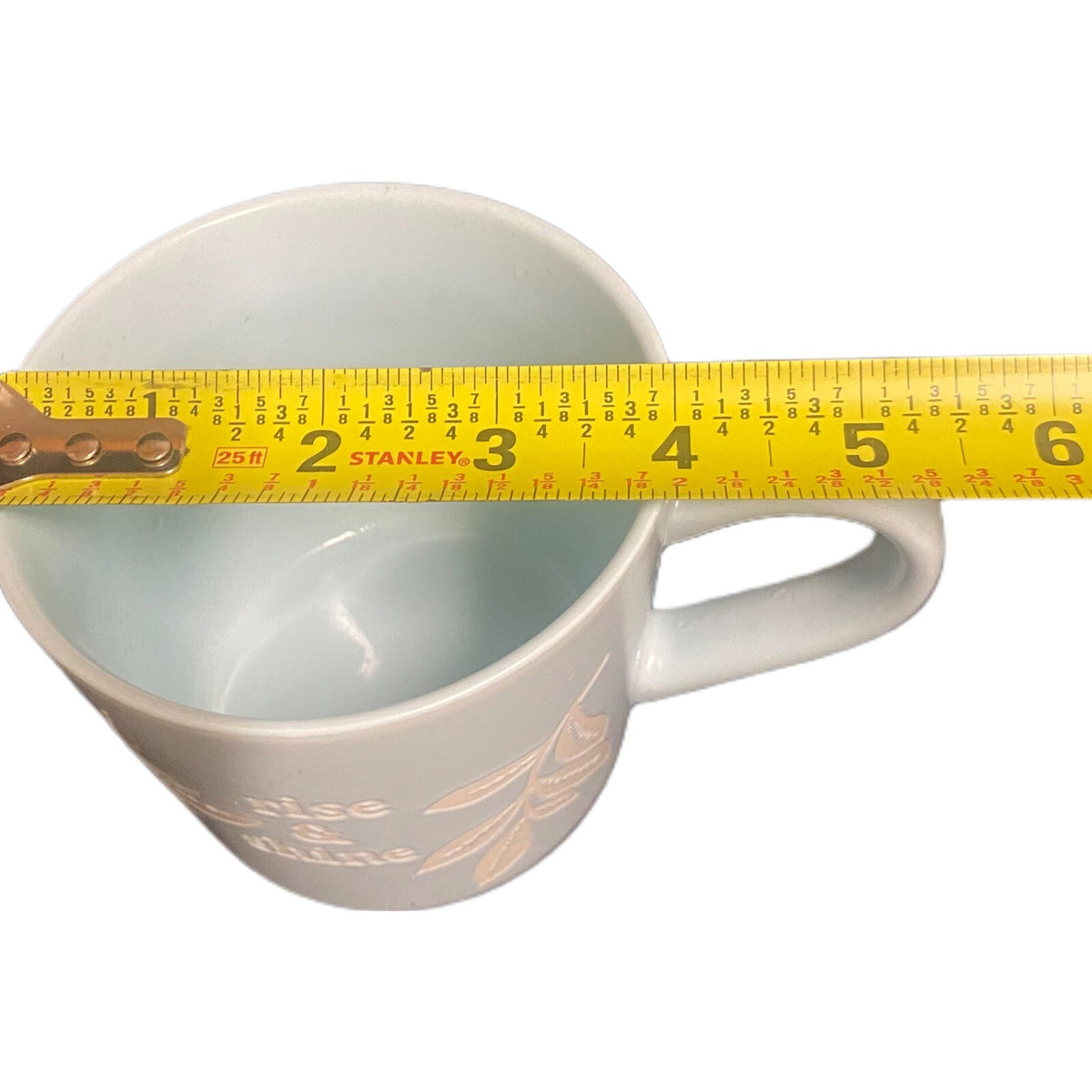 Threshold Blue Mug RISE & SHINE Embossed Leaves Coffee Tea Stoneware Cup 14 oz