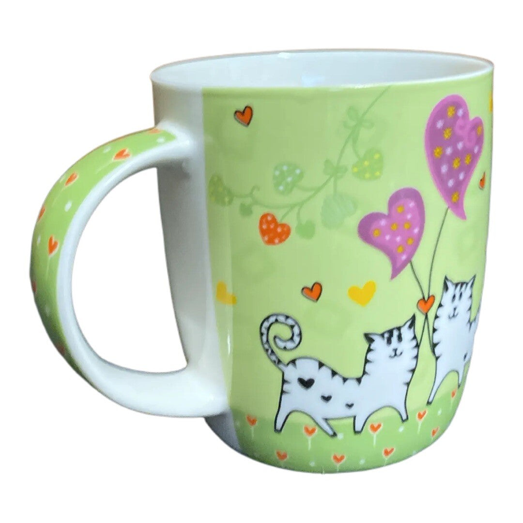 CAT LOVERS  Coffee Cup Hearts BIRDS IN LOVE Tea Cup Efay Art Living Collection