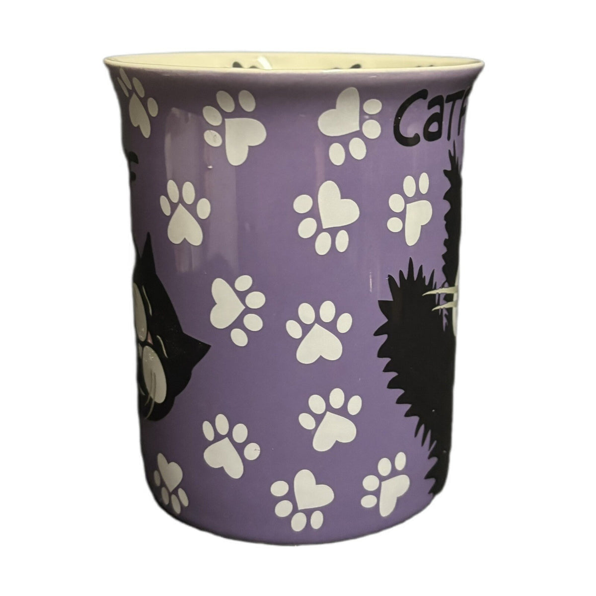 Lorrie Veasey Mug Cat Our Name Is Mud  16 Oz Kitty Coffee Tea Cup DECATFFEINATED