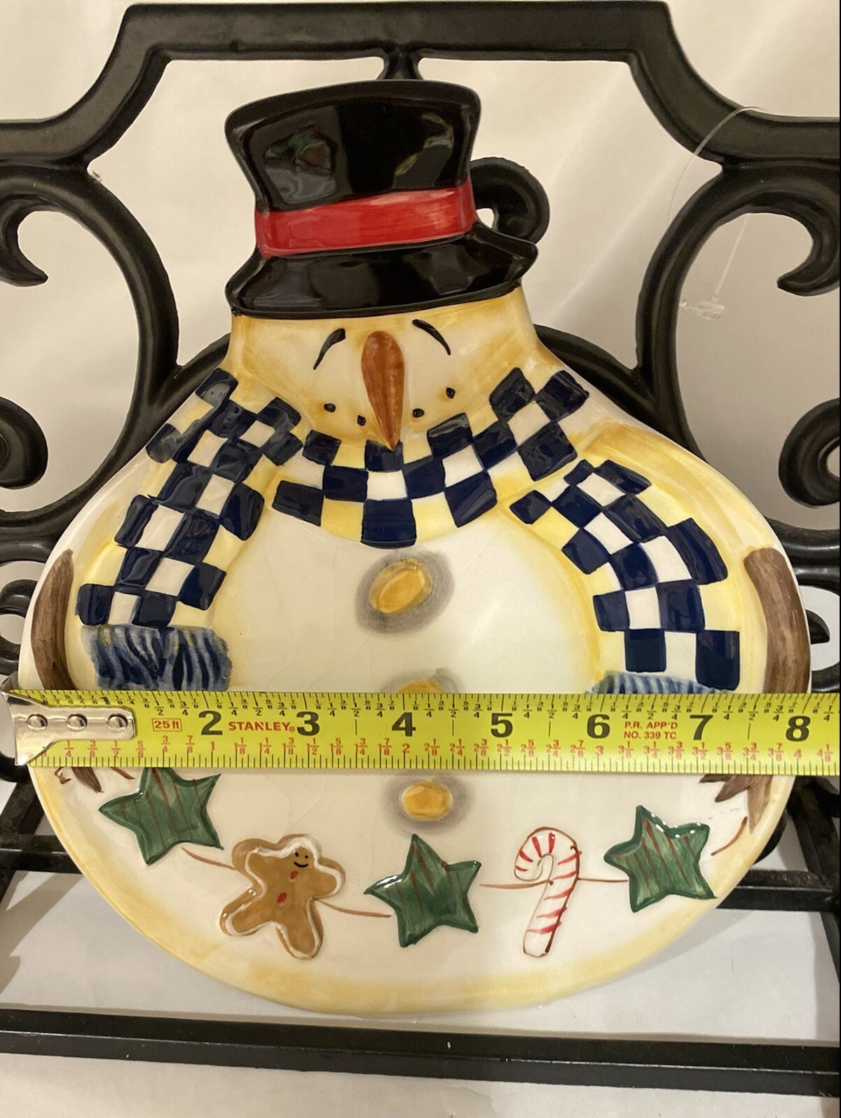 Certified International Becca Barton Holiday Snowman Plate Cookies Candy Cane