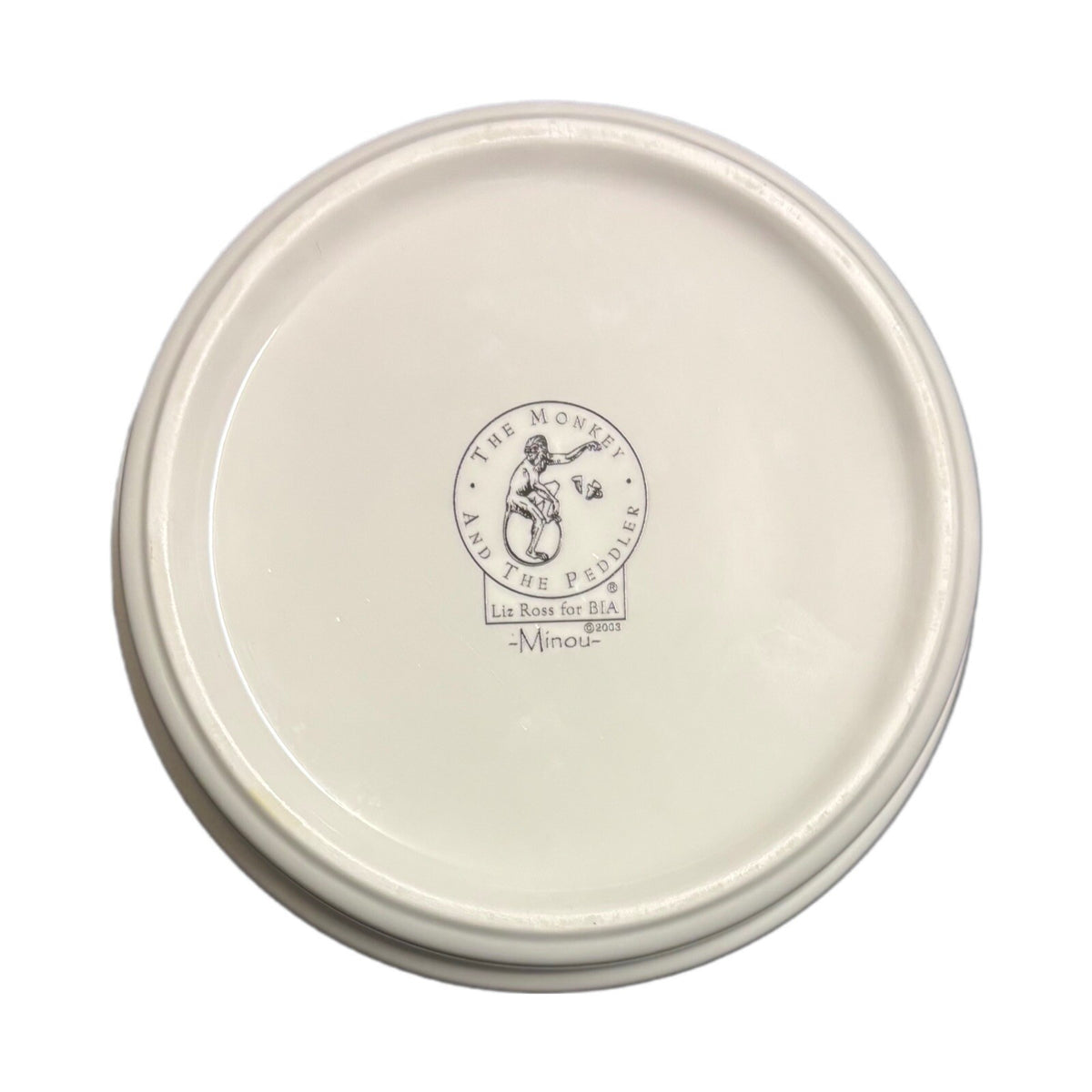 The Monkey and the Peddler 4 Salad Plates and 1 Bowl MINOU Cat Plates LIZ ROSE