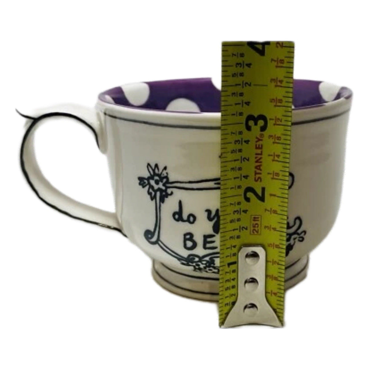 Anthropologie Molly Hatch “Do Your Best” 12 oz Mug Purple Polka Dot Coffee Cup