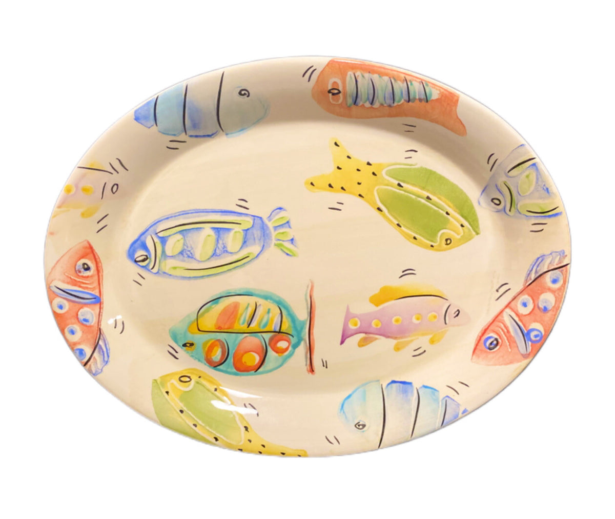 Antica Fornace Italy Oval Fish Platter Ceramic Hand painted Tray Da Tavola