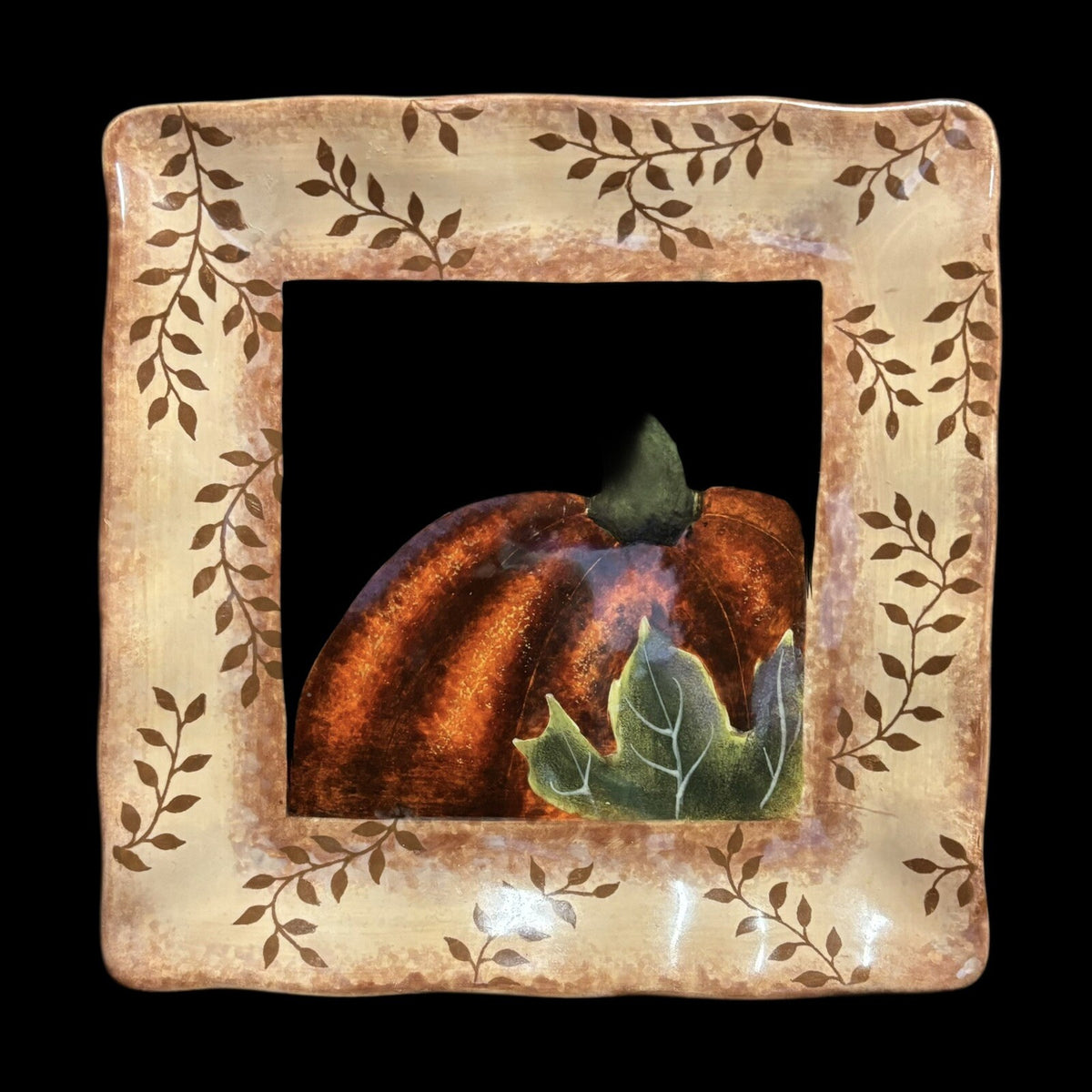 JUDY WESTEGAAR 2-Salad Plates Certified International Pumpkin Squash Square Dish