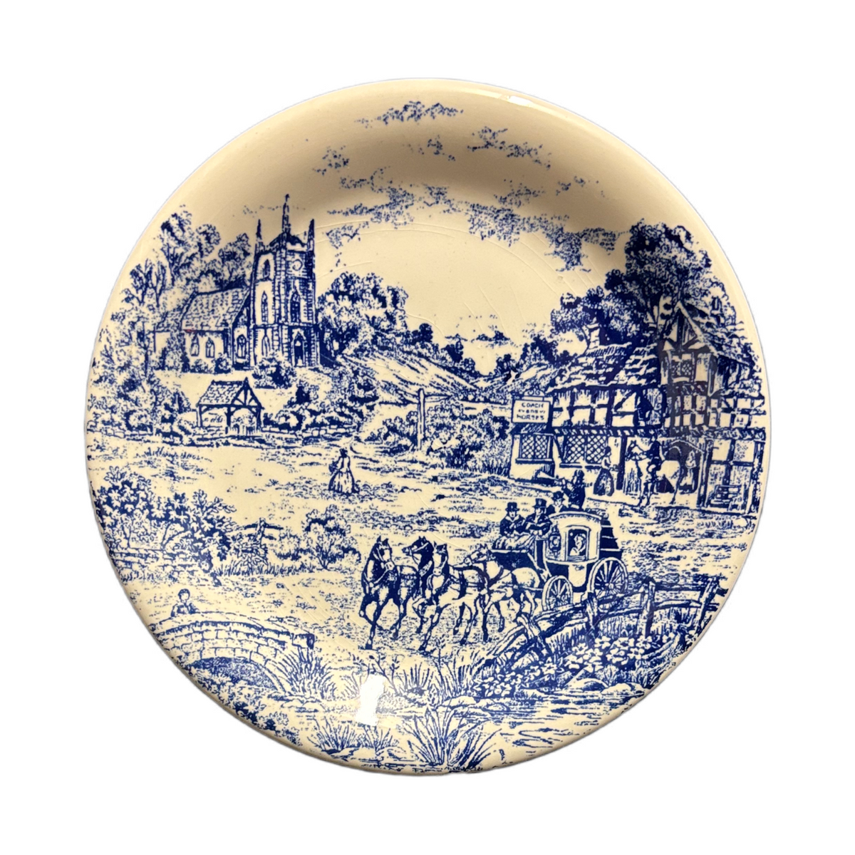 Set of 3 Andina Ecuador Blue Scenic Salad Plates 7 3/8” Ceramic Dessert Dish
