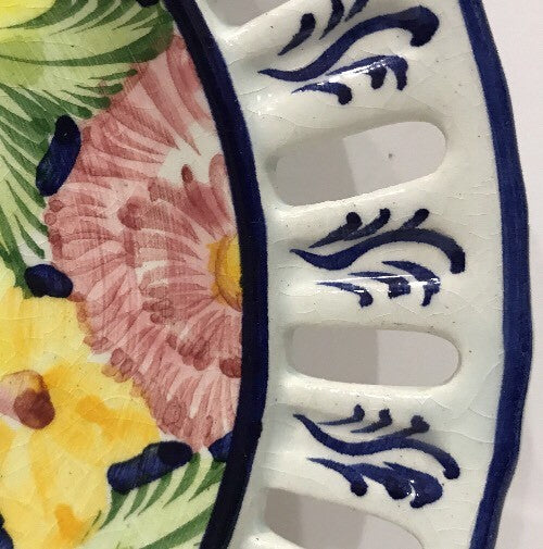 Vintage Jay Wilfred Andrea Sadek Portugal Lattice Hand Painted Floral Plate
