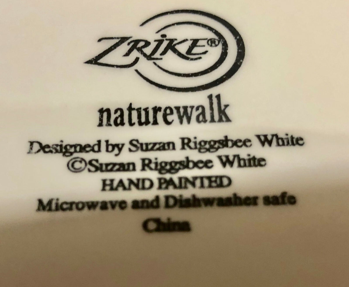 Rare Zrike NATUREWALK Hand-Painted Dinnerware Collection By Susan Riggsbee White