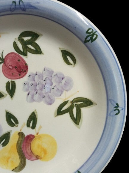Gibson Designs FRUIT CENTER Dinner Plate 10 5/8”D Elite Blue Band Fruit Center