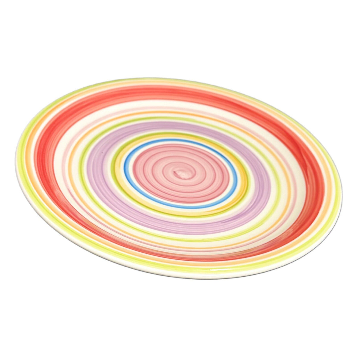 Gibson Designs 4-Dinner Plates ROSITA RAINBOW Ceramic Swirls Dinnerware