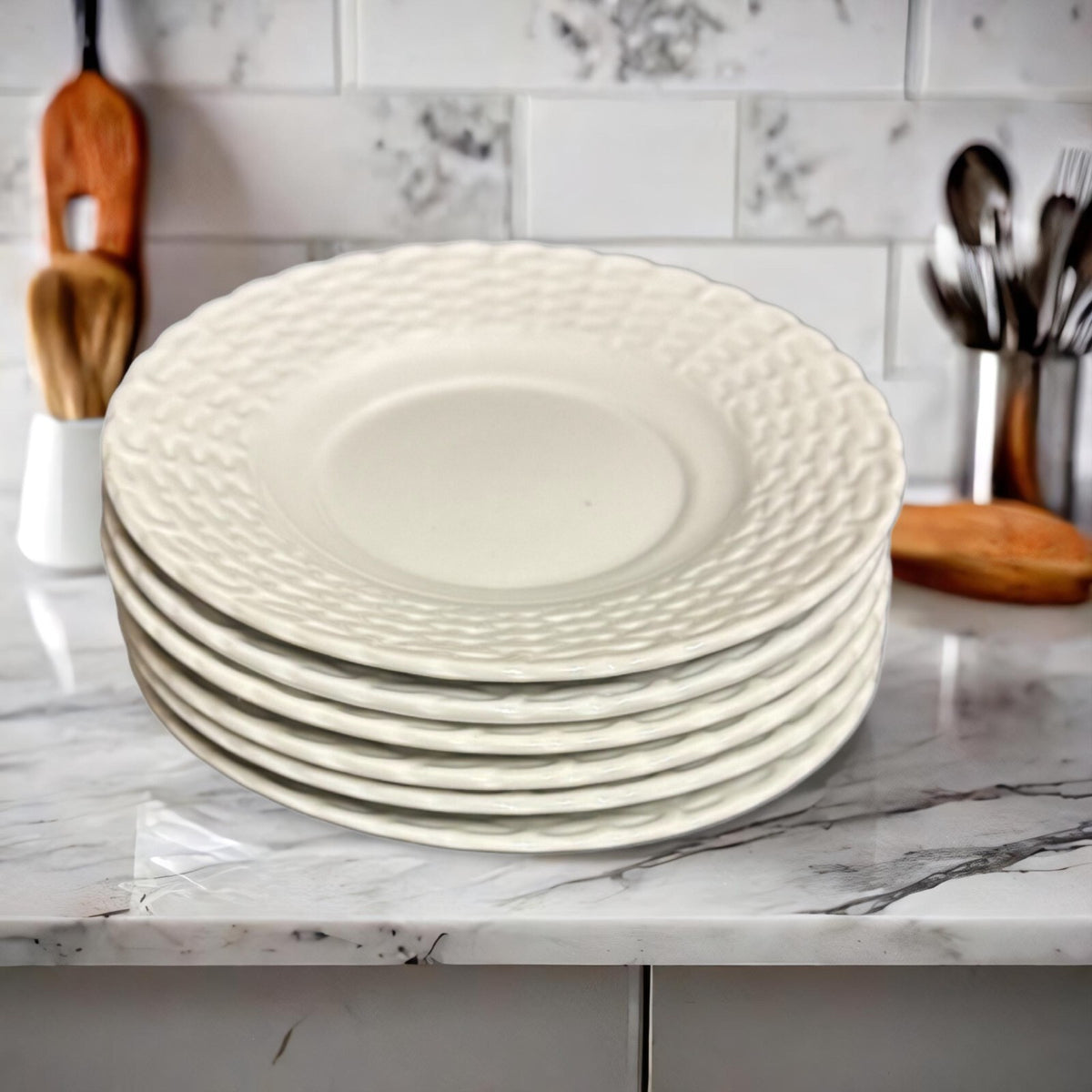 Tienshan Porcelain WHITE WICKER Dinnerware Y.S. Collection