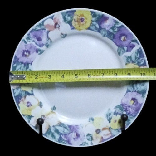 Gibson Designs ROMANCE 3-Dinner Plates 10 ½” D Floral Ceramic White Dish