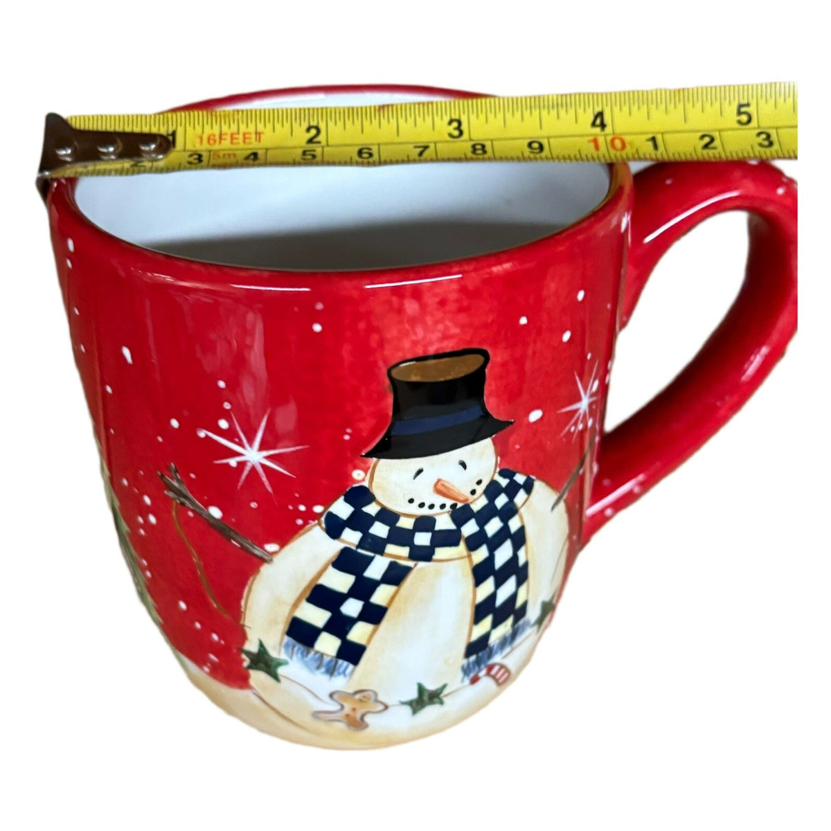 Becca Barton Mug Snowman Certified International Coffee Tea Red Ceramic Cup