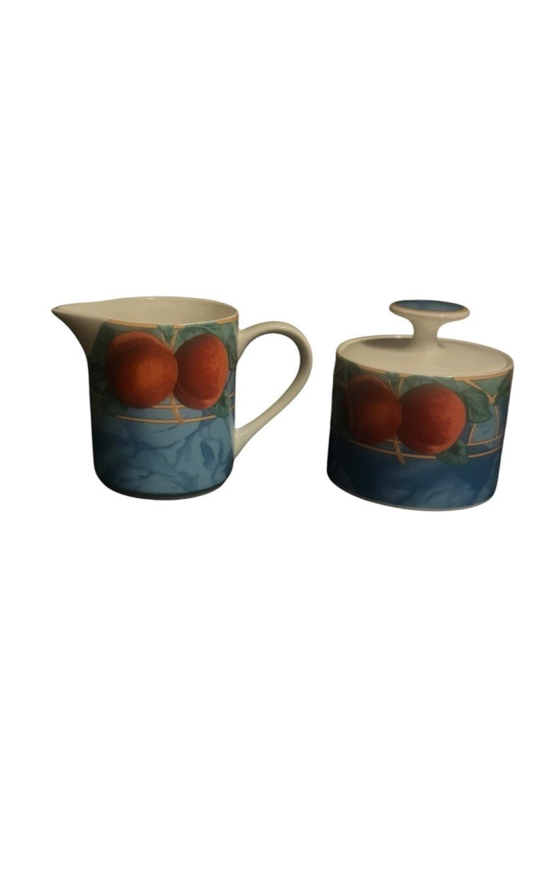 Victoria & Beale Forbidden Fruit Creamer & Sugar Bowl w/Lid Porcelain