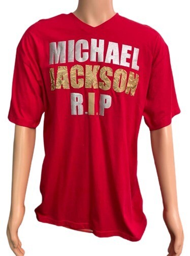 Michael Jackson RIP By Access Men's Red Silver Gold T-Shirt XL Top Short Sleeves