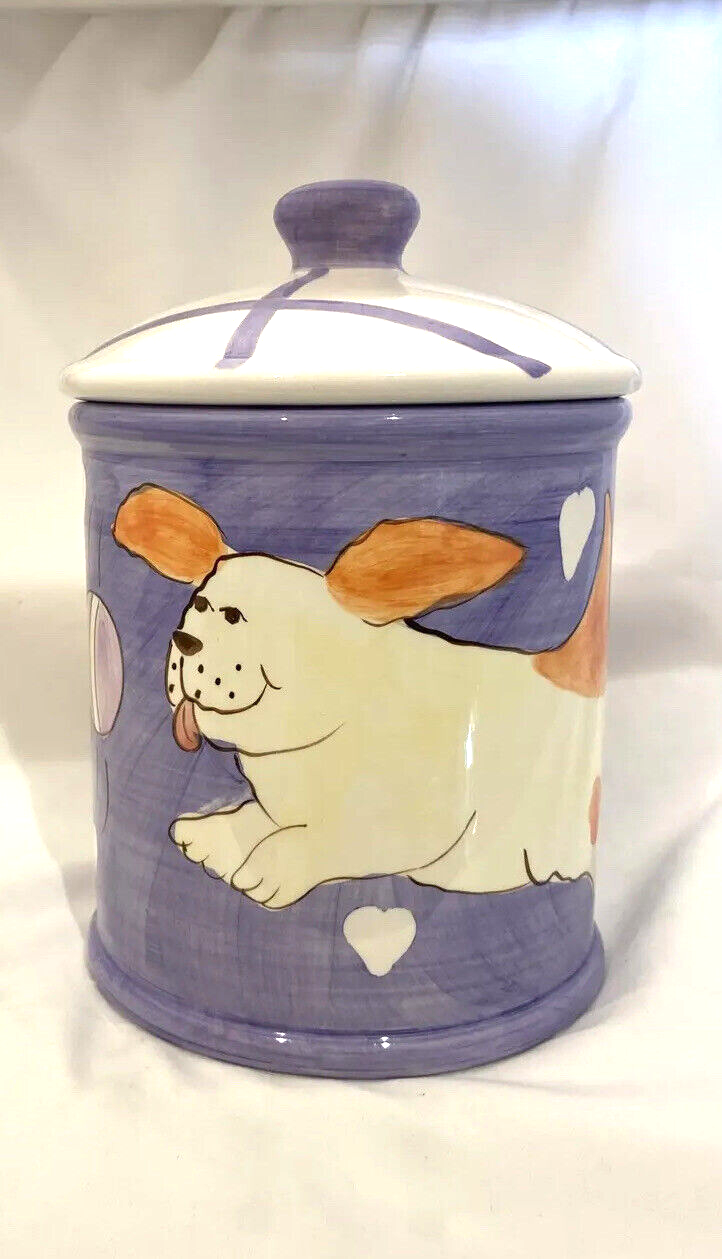 Rare HausenWare Dog Treats Cookie Jar Ceramic Puppy Biscuits Canister 9.5” H