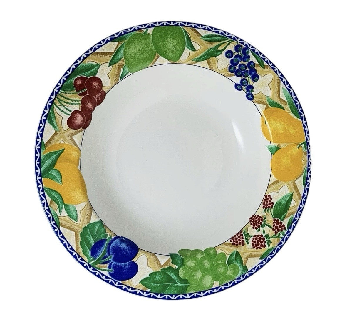 Sango Delight 4869 Set of 6 Rim Soup Pasta Bowls Fruit Border 9.25” Stoneware