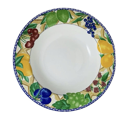 Sango Delight 4869 Set of 6 Rim Soup Pasta Bowls Fruit Border 9.25” Stoneware