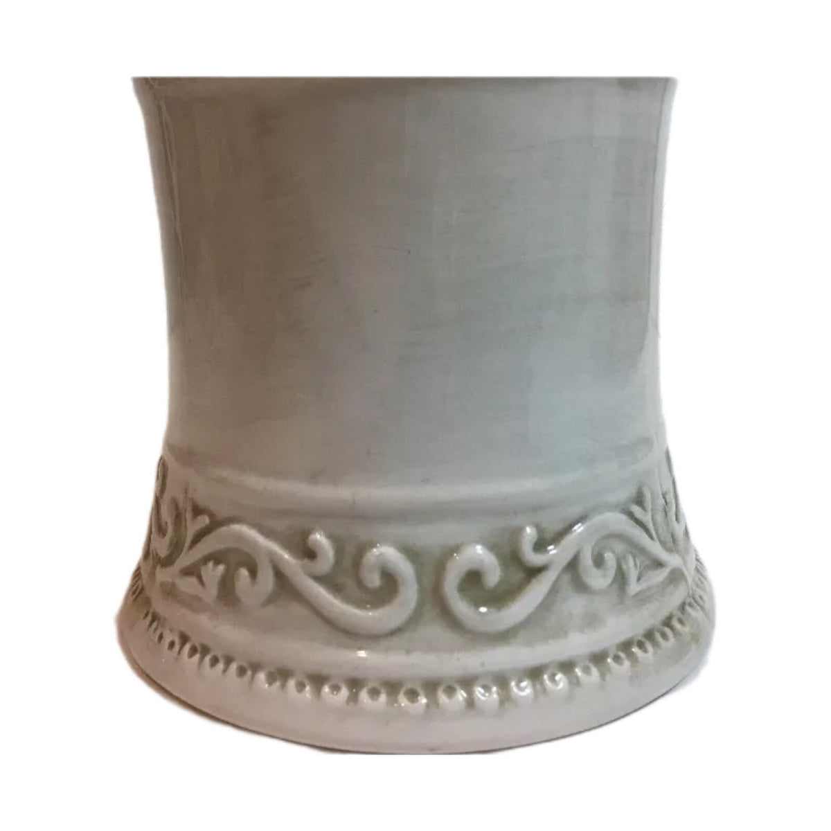 Home Essentials Valencia Coffee Mugs Set of 2 Embossed Rustic Scroll Cream