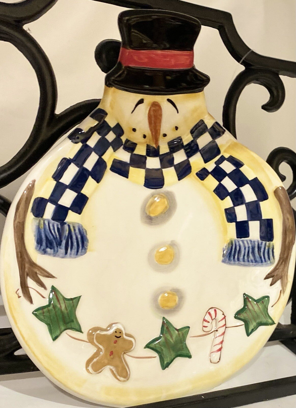 Certified International Becca Barton Holiday Snowman Plate Cookies Candy Cane
