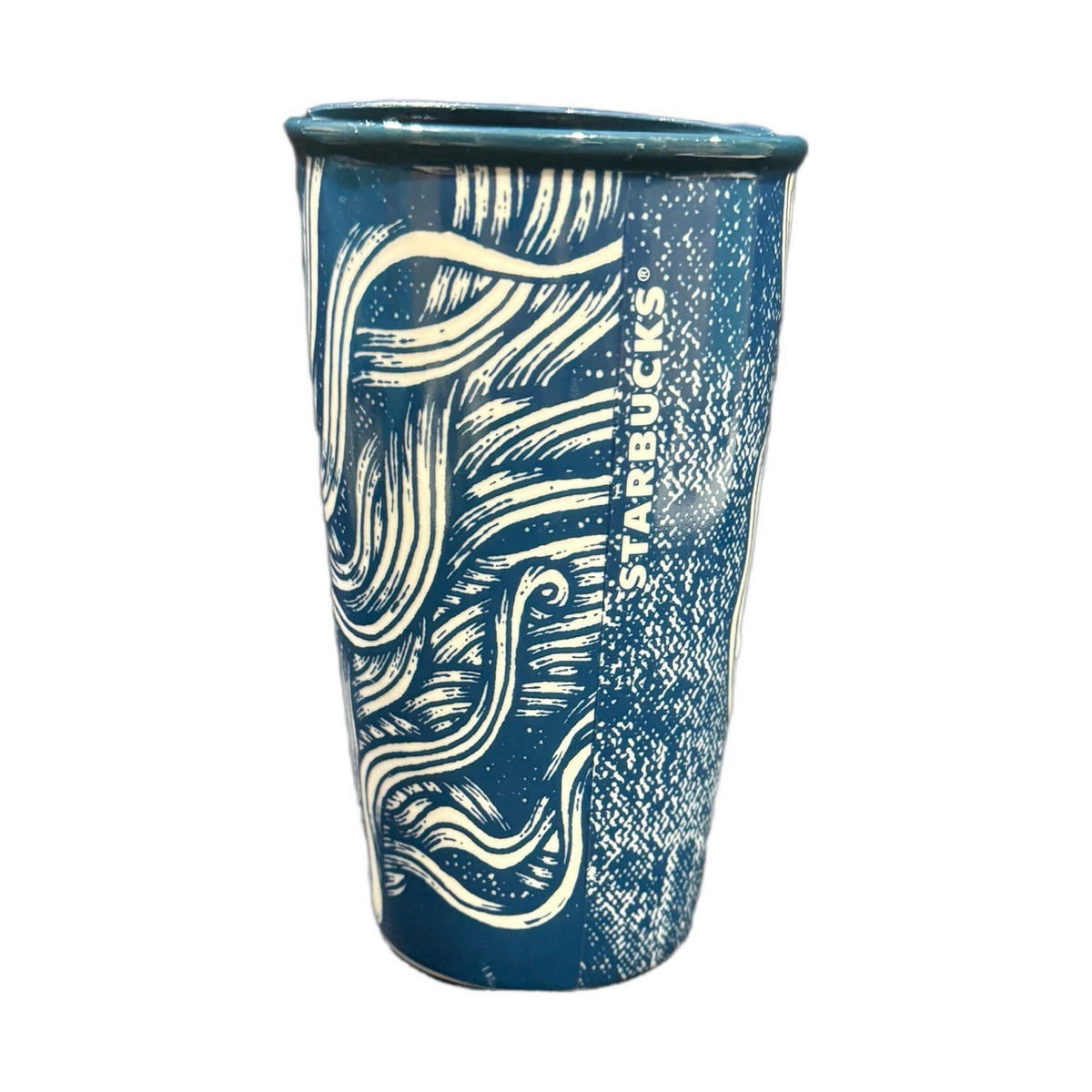 Starbucks 2016 Blue Siren Tumbler 12oz Gold Crown Limited Edition w/ Lid