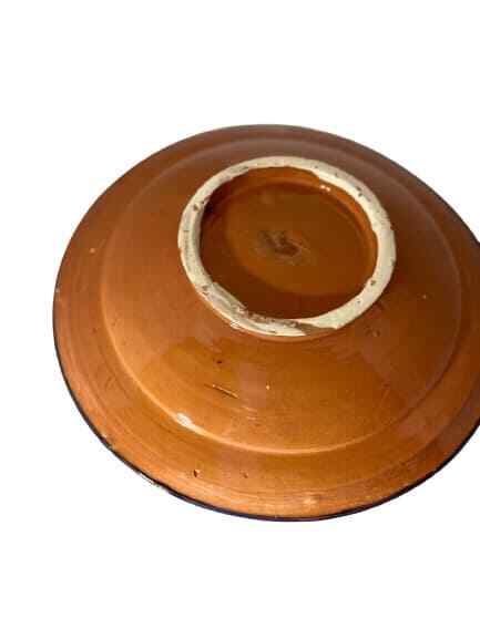 Moroccan Pottery Plate Bowl Terracotta Geometric ART 10 3/8"D GGE SOUK-SAFI BLUE