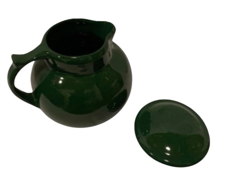 Vintage 1994 Christian Ridge Pottery Covered Coffee Carafe Hunter Green Pitcher