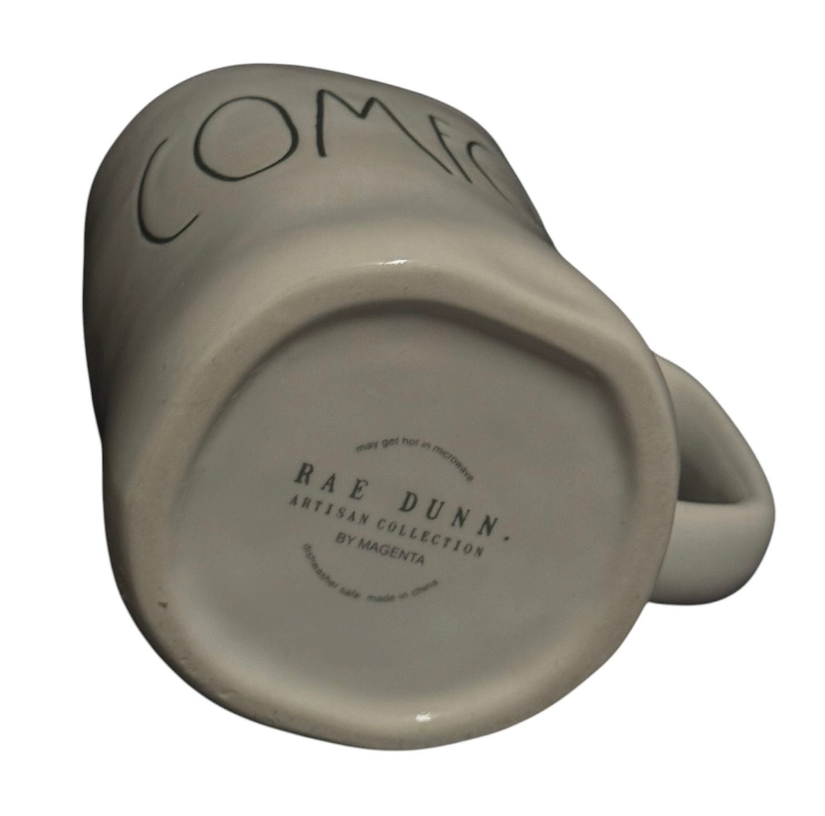 Rae Dunn COMFORT Ceramic Coffee Mug White Black Lettering 16 oz