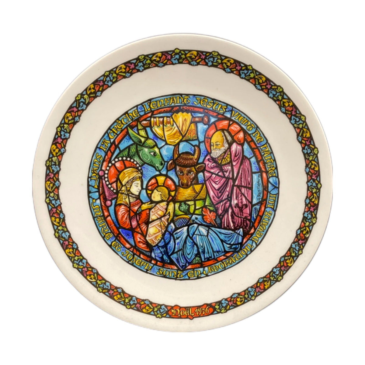 D’Arceau Limoges 4-Noel Vitrail Porcelain Plates Christmas Holiday Season