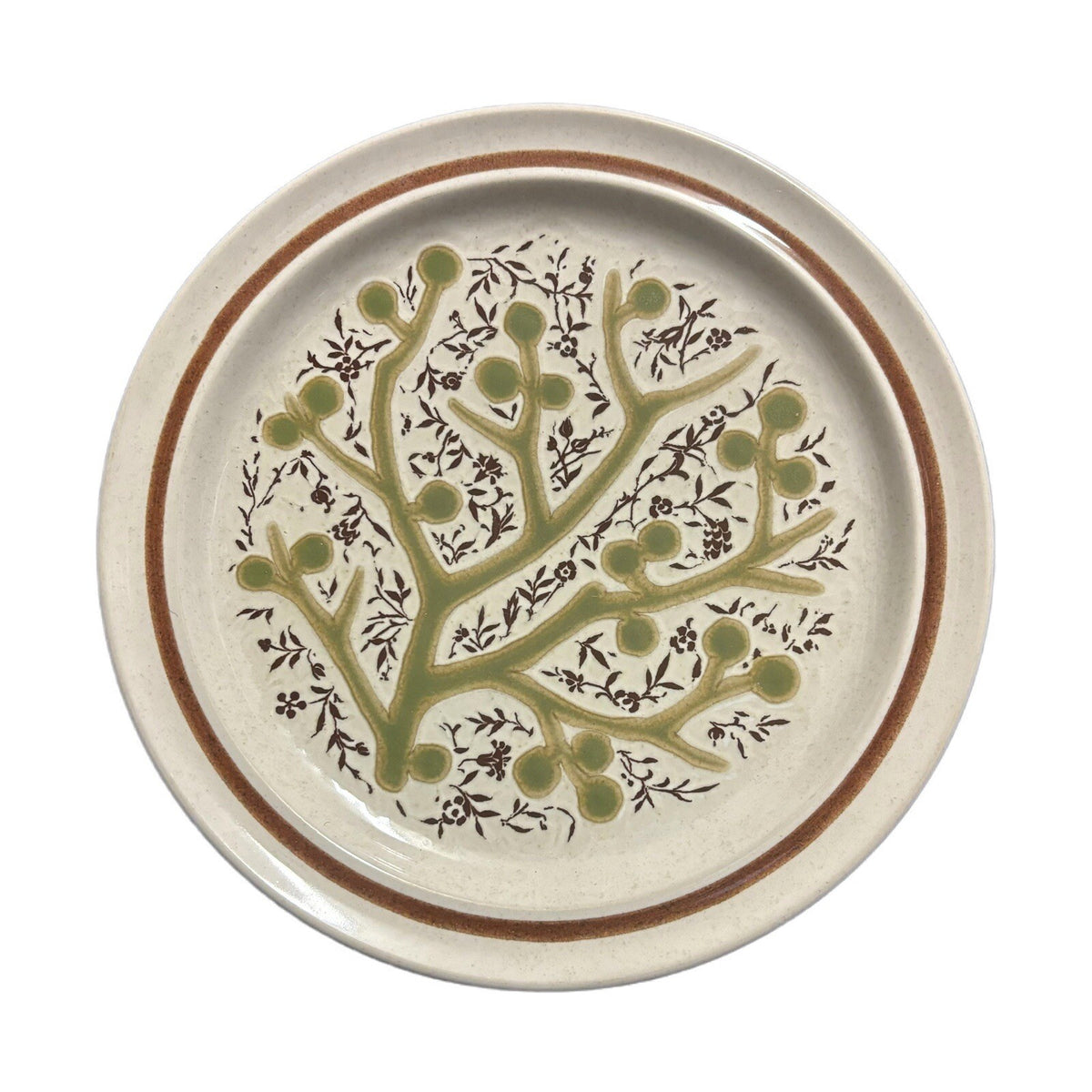 Noritake GREEN TREE 5-Salad Plates Japan Prima-Stone 8328 Dessert Appetizer Dish