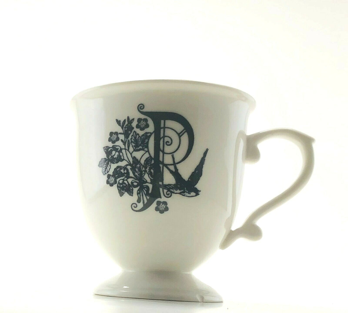 Anthropologie Monogram Pedestal Coffee Mug Personalized Name Cup Initial 