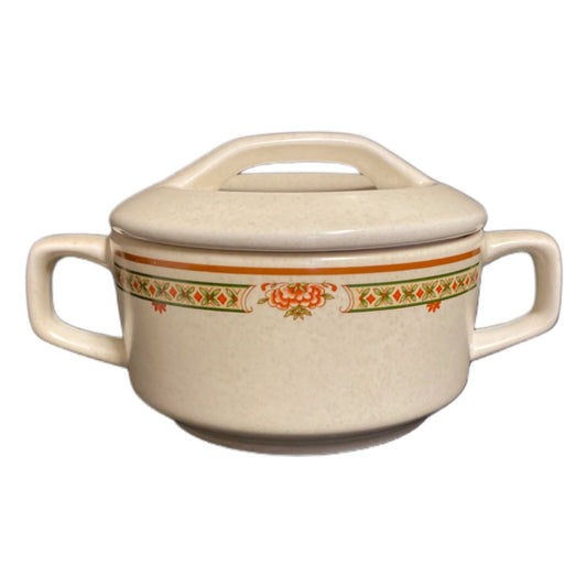 LENOX CORAL BLOSSOMS Temper Ware Stoneware Floral Sugar Bowl and Lid
