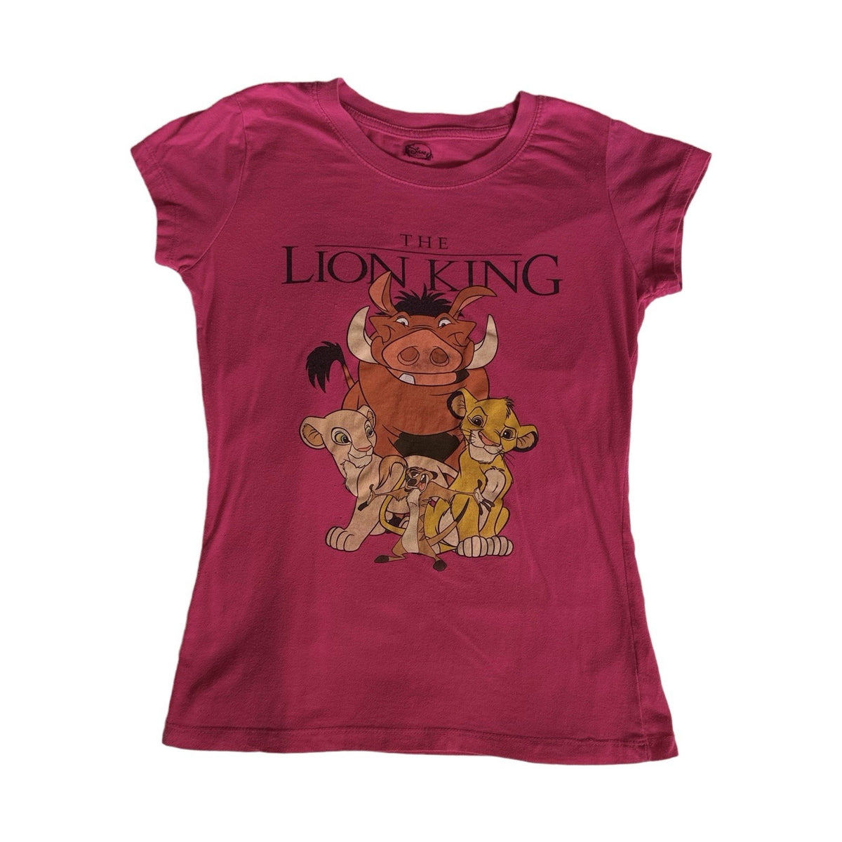 Disney The Lion King Pink T-Shirt Cap Sleeves Women’s Medium Simba Timon Pumbaa