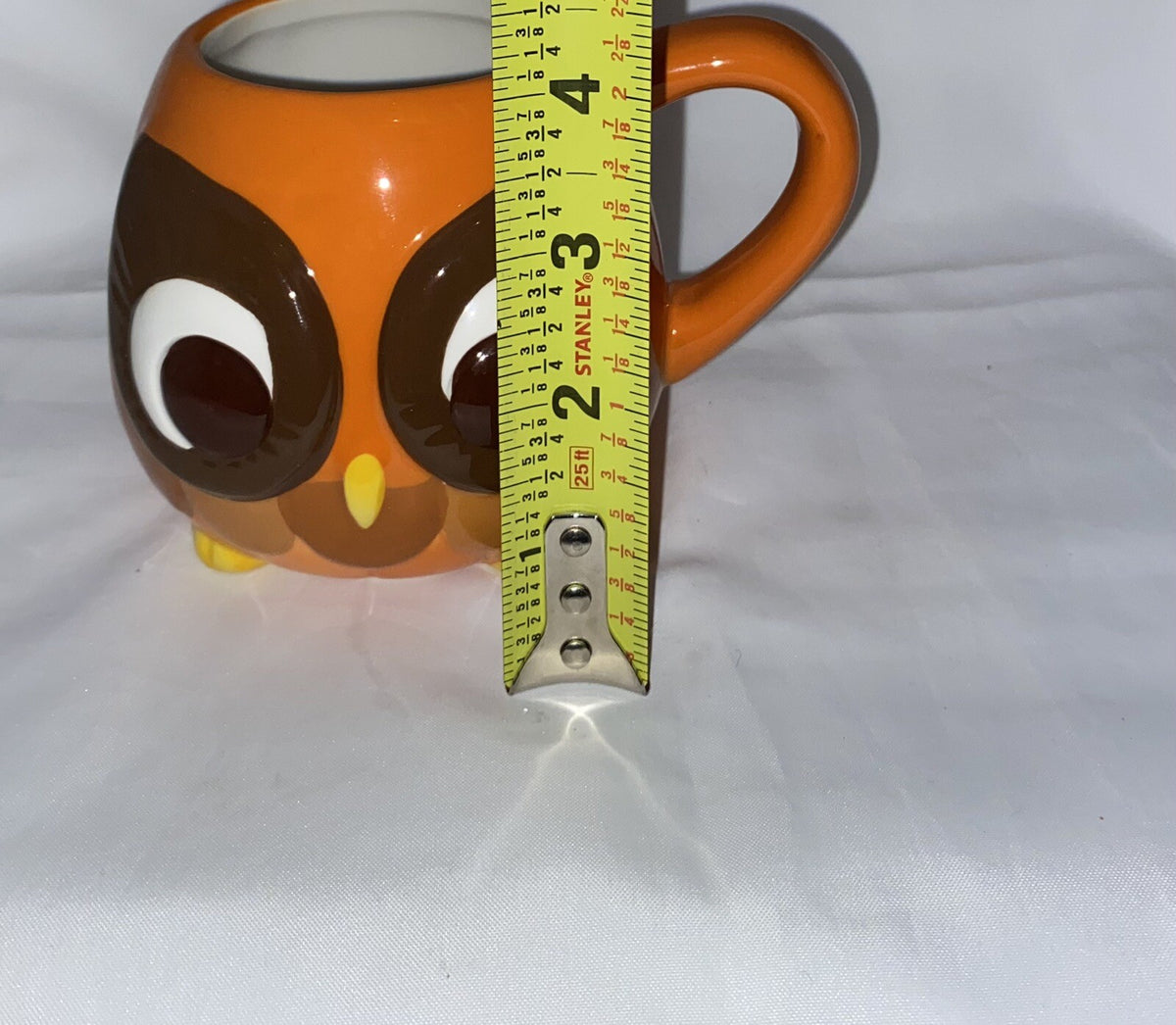 Mesa Home Products Coffee Mug 3D Owl Hand Painted Orange Brown 16 Oz Tea Cup