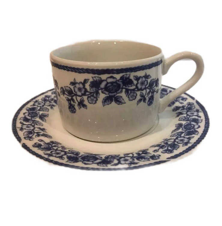Farberware Blue Chintz 211 Floral Cup & Saucer Set of 4 Casual Concepts 1994