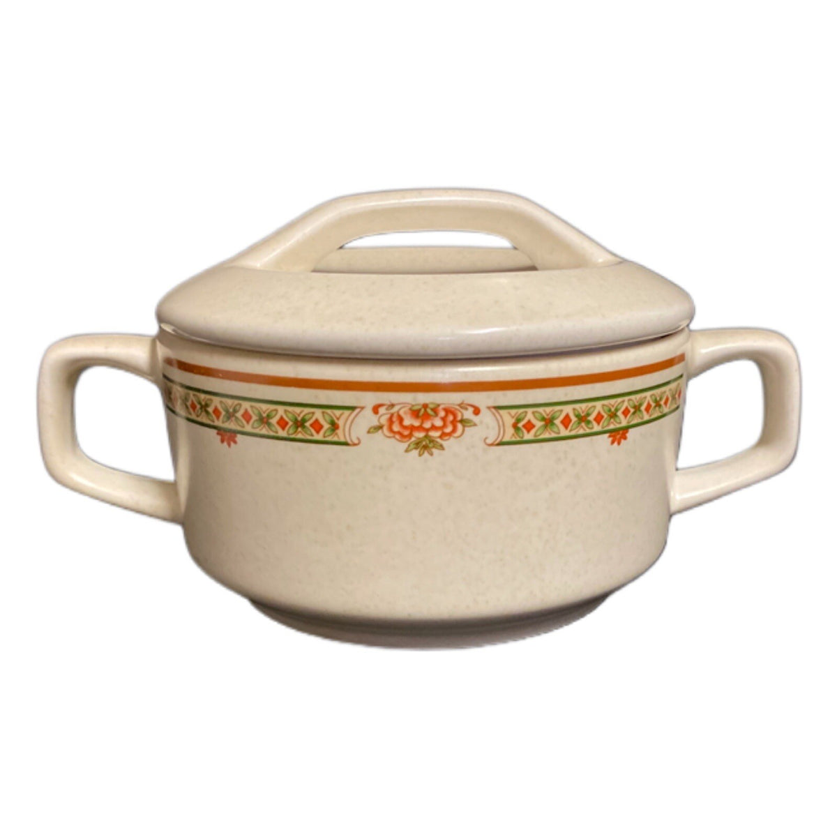 LENOX CORAL BLOSSOMS Temper Ware Stoneware Floral Sugar Bowl and Lid