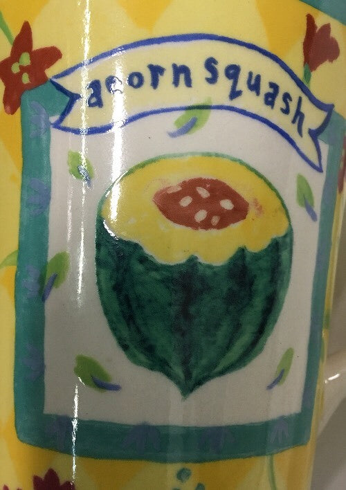 Kimberly Hodges Mug GARDEN DELIGHTS Yellow Coffee Tea Cup A Corn Squash Papaya