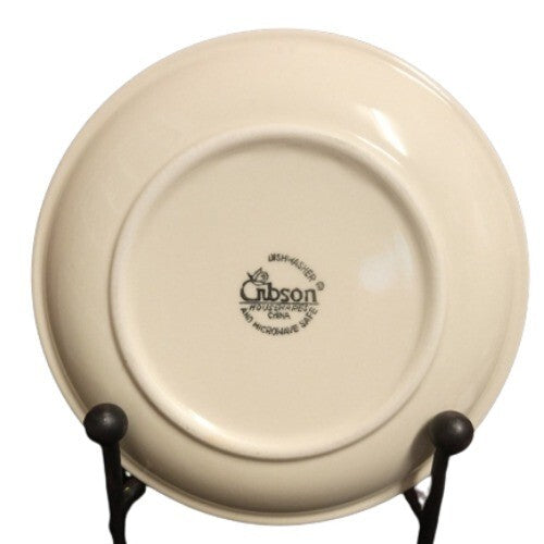 Gibson HOUSEWARES Bread and Butter Plate 6 5/8" D Black Stripe Band & Trim
