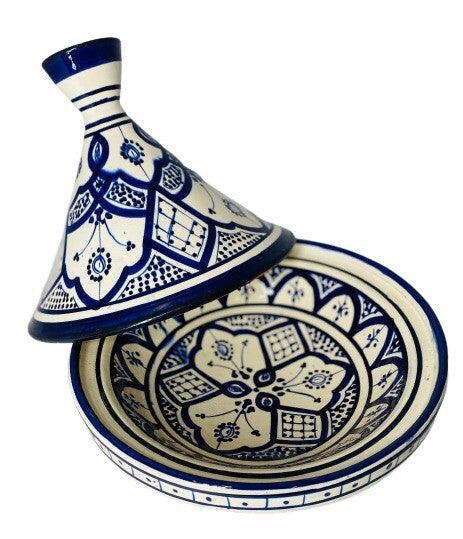 Moroccan Tagine Dome Lid Blue Handcrafted HandPainted Terracotta 9 5/8”D Tajine