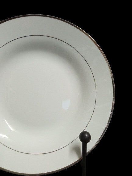 Gibson Designs ANNIVERSARY PLATINUM Rim Soup Bowl 8" D  White China Dinnerware
